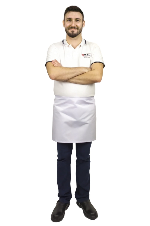 Bijela konobarska pregača dužine 40 cm