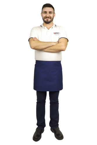 Plava kuhinjska pregača dužine 40 cm