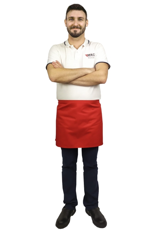 Crvena konobarska pregača duljine 40 cm