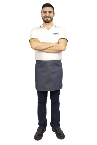 Siva konobarska pregača dužine 40 cm