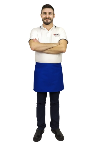 Plava konobarska pregača dužine 40 cm kuhinjska