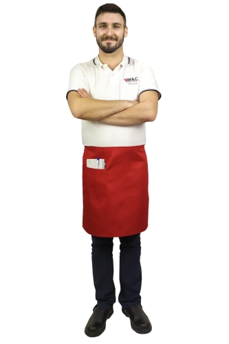 Crvena konobarska pregača dužine 50 cm