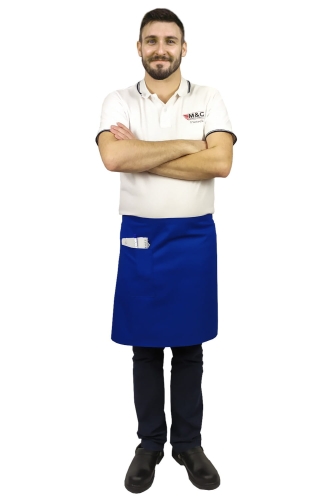 Plava kuhinjska pregača dužine 50 cm