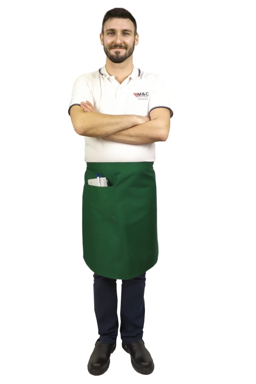Zelena konobarska pregača duljine 60 cm