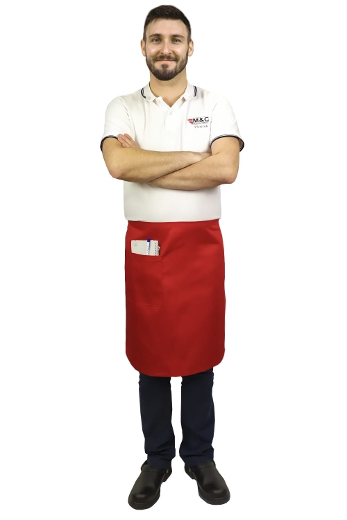 Crvena kuhinjska pregača dužine 60 cm