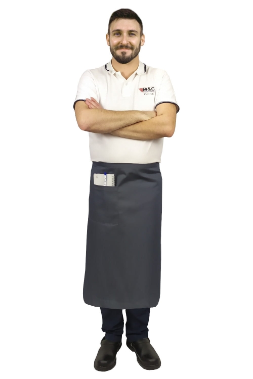 Duga siva konobarska pregača 75 cm