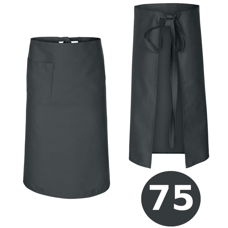 Siva kuhinjska pregača za konobare, dužina 75 cm