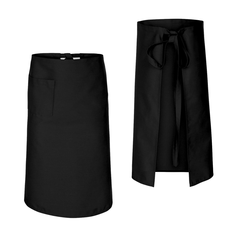 Crna kuhinjska pregača duljine 75 cm