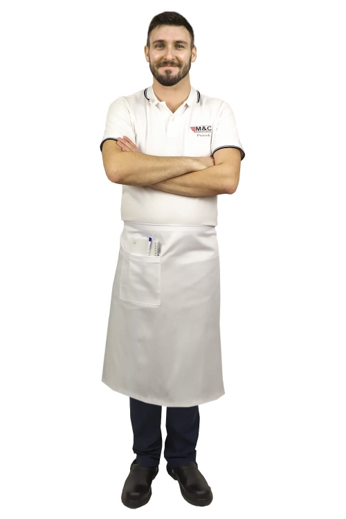 Bijela konobarska pregača dužine 75 cm