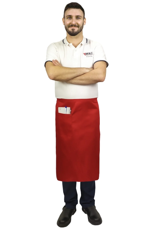 Crvena kuhinjska pregača dužine 75 cm