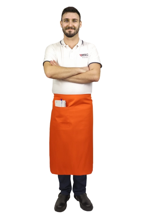 Narančasta konobarska pregača duljine 75 cm