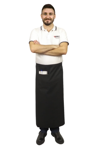 Crna konobarska pregača dužine 90 cm