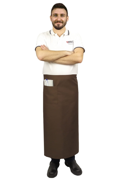 Smeđa konobarska pregača dužine 90 cm