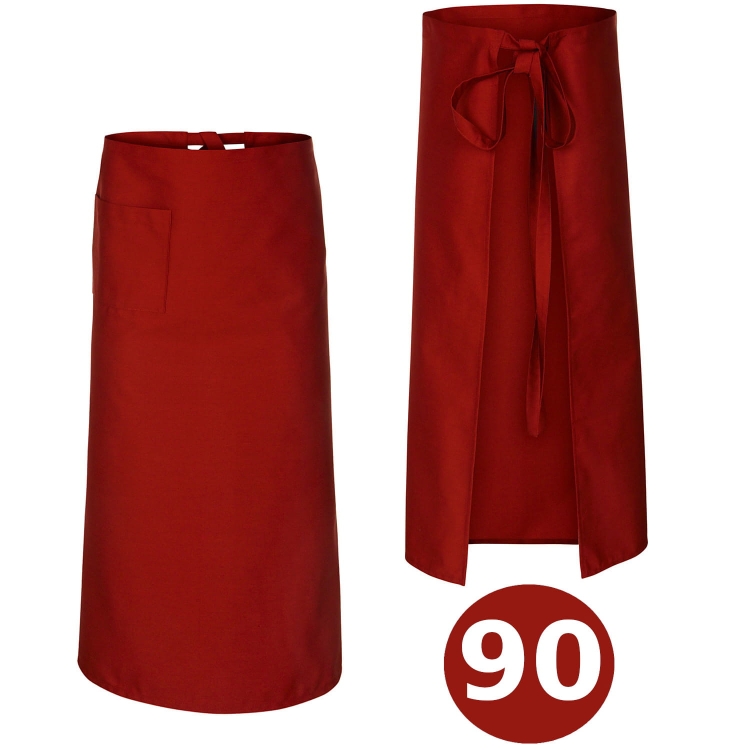 Crvena kuhinjska pregača duljine 90 cm