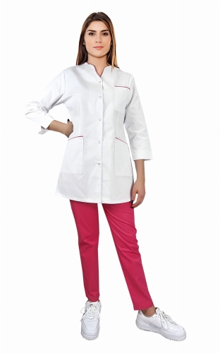 Ženski medicinski komplet 3/4 rukava s ružičastim obrubom