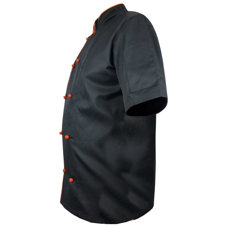 Muška kuhinjska majica s narančastim obrubom u crnoj boji