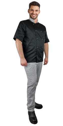 Dugi rukav kuhinjska bluza pepita na kopčanje.