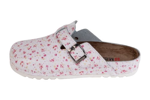 Klapki medyczne skórzane w kwiaty