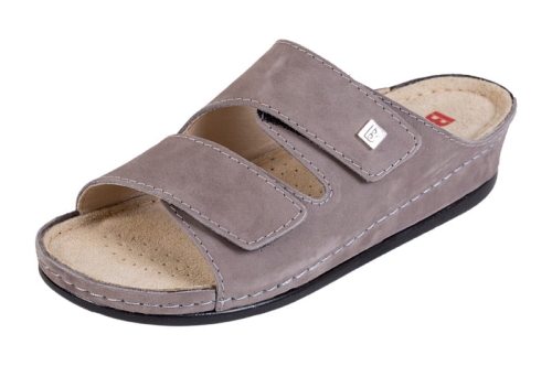 Skórzane klapki anatomiczne zdrowotne szare