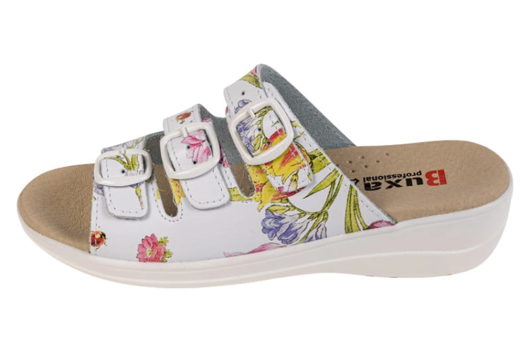 Buty medyczne w kwiaty skórzane premium