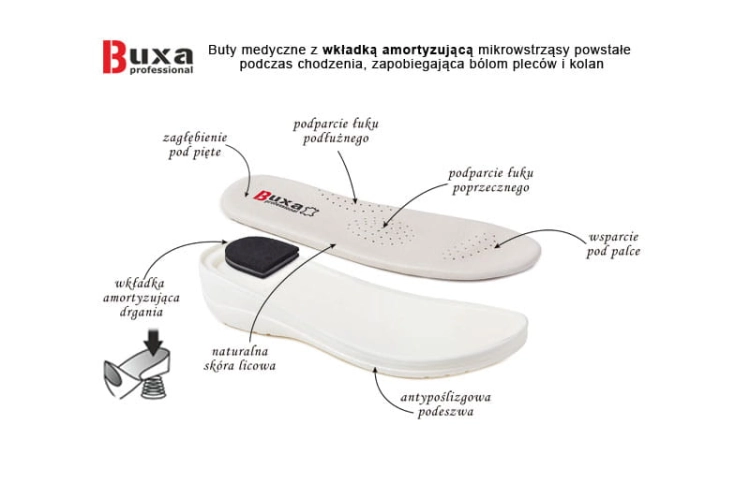 Granatowe buty medyczne Premium ze skóry