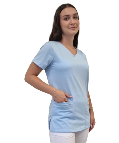 Bluza medyczna w kolorze niebieskim z elastycznej bawełny