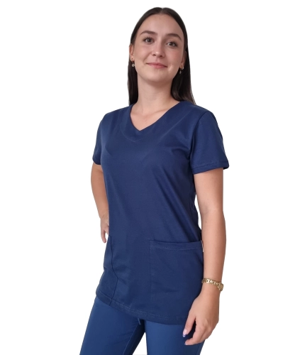 Bluza medyczna kolor granatowy z elastycznej bawełny