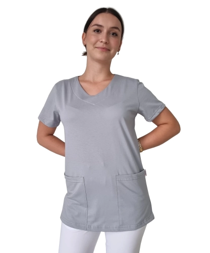 Bluza medyczna w kolorze szarym z elastycznej bawełny