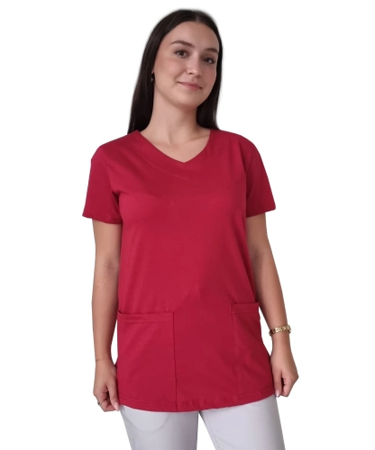 Bluza medyczna kolor bordowy z elastycznej bawełny