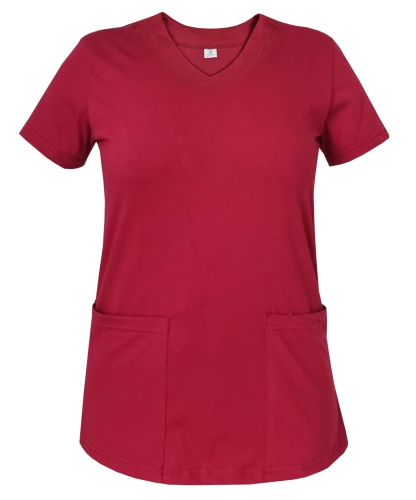 Elastyczna bawełna 100% w bordowej bluzie medycznej