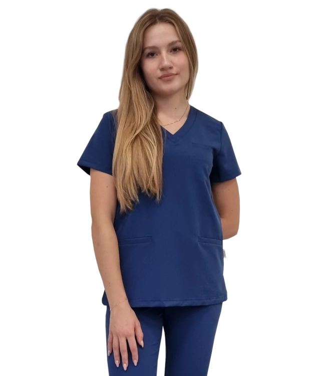 Damska granatowa bluza medyczna BASIC PREMIUM