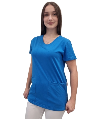 Elastyczna bawełna 100% w chabrowej bluzie medycznej