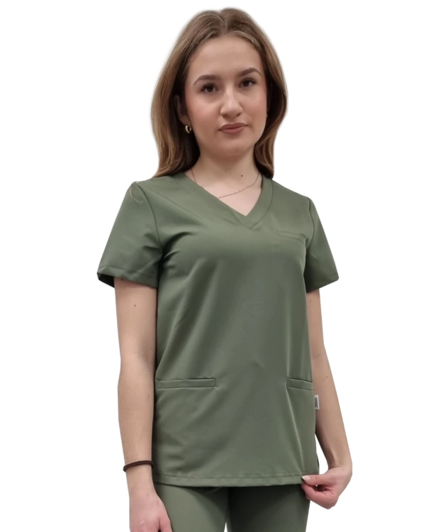 Oliwkowa bluza medyczna damska BASIC PREMIUM