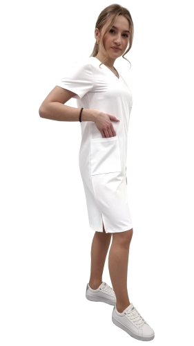 Biała sukienka medyczna casual premium