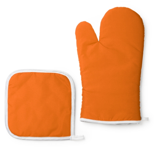 Pomarańczowa rękawica kuchenna z łapką w zestawie