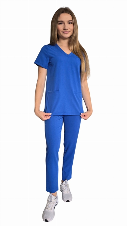 Komplet medyczny damski BASIC PREMIUM w kolorze chabrowym