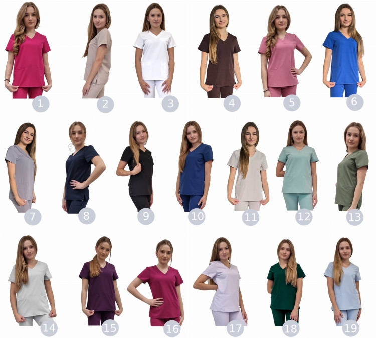 Bluza medyczna damska BASIC PREMIUM chabrowa