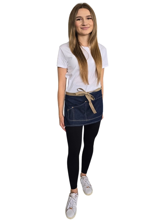 Fartuszek kelnerski barmański jeans długość 29cm