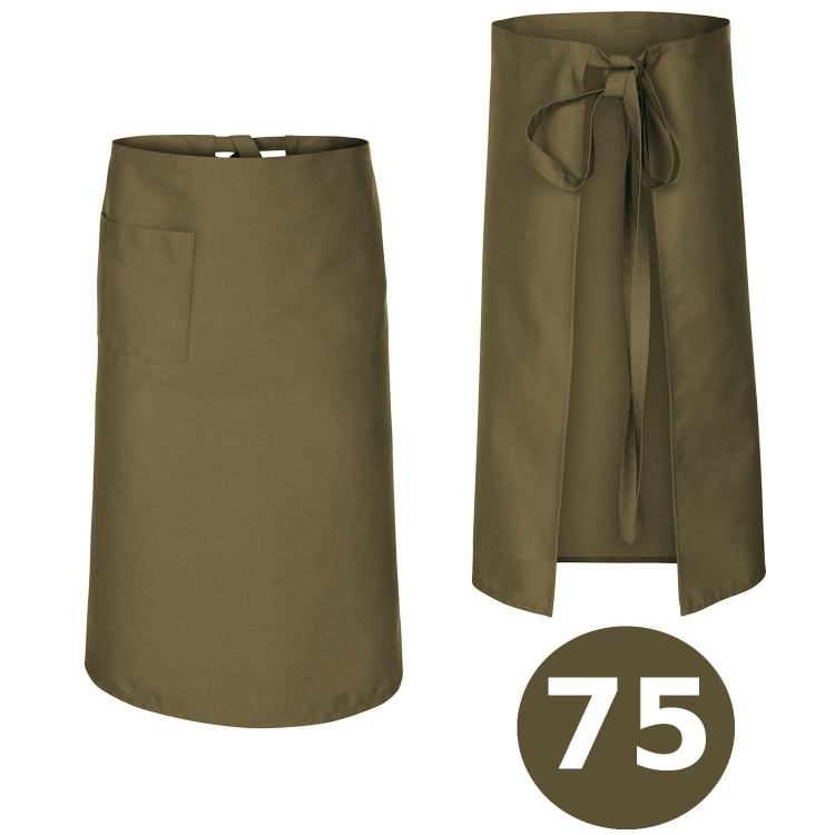 Długa zapaska barmańska w kolorze beżowym 75 cm