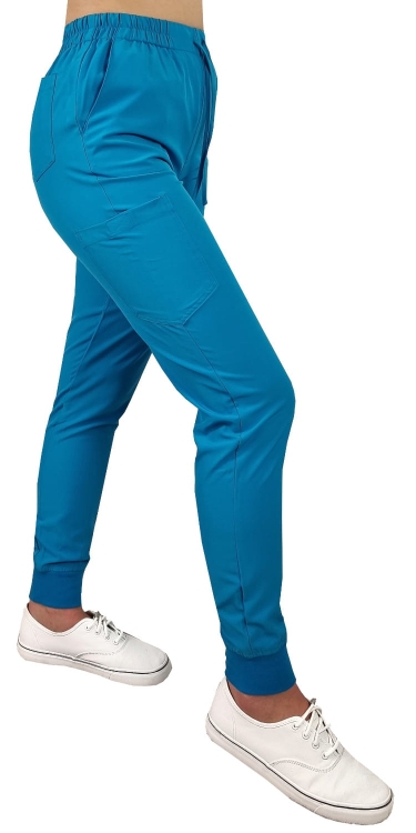Turkusowe spodnie medyczne elastyczne Comfort Fit