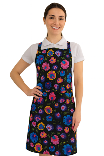 Fartuszek kuchenny z folklorystycznym wzorem kwiatuszki