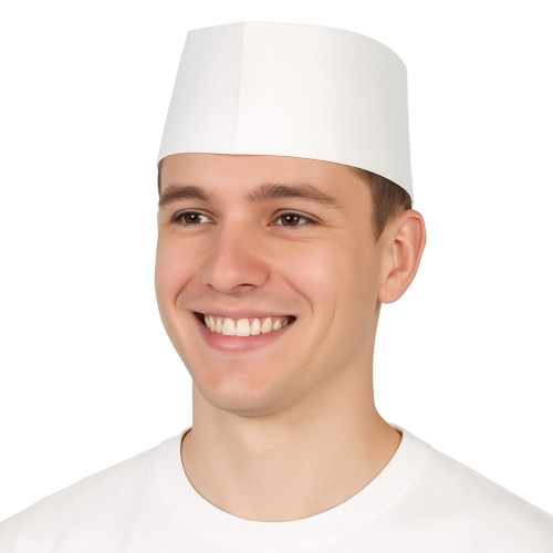 Biała czapka kuchenna typu łódka jednorazowa