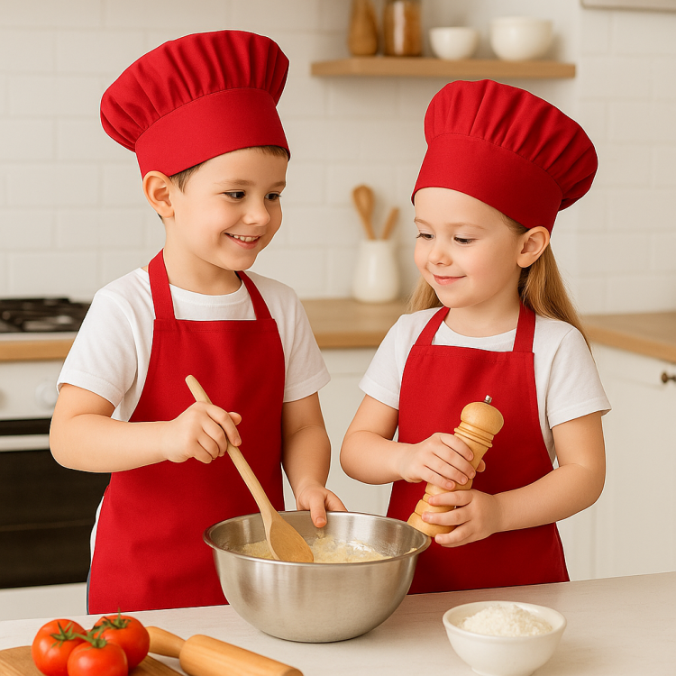 Czapka kucharska i fartuch w zestawie Małego Kucharza