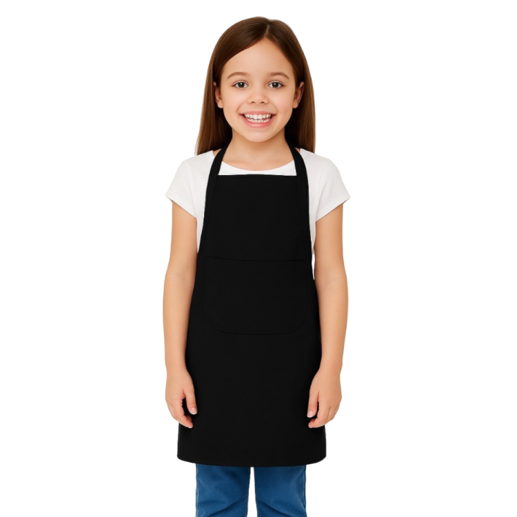 Dziecięcy fartuch kuchenny z kieszenią w kolorze czarnym