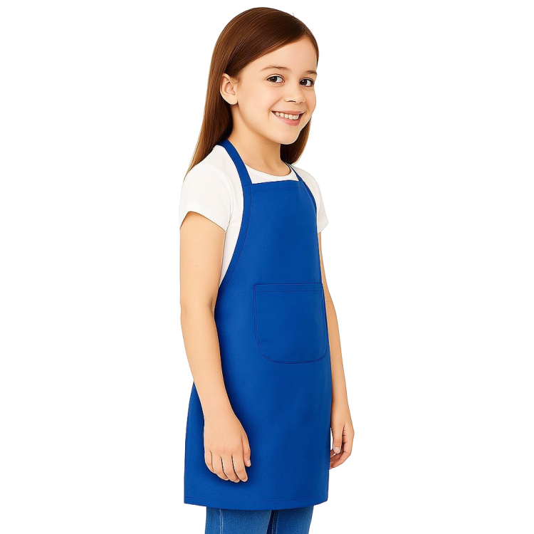 Fartuch kuchenny dziecięcy z kieszenią chabrowy