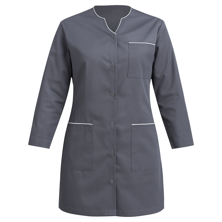 Medyczny żakiet damski szary z białą lamówką