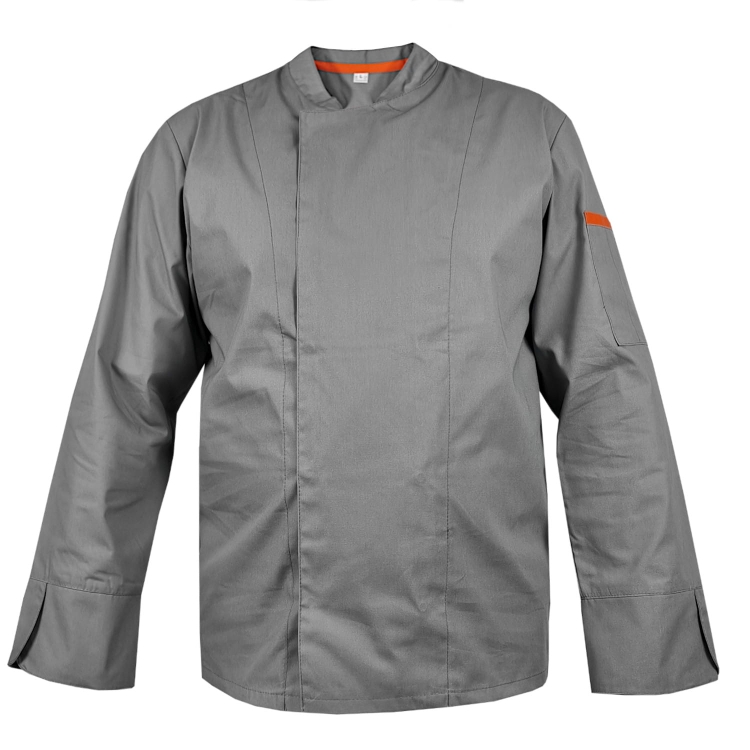 Szara bluza kucharska z długim rękawem