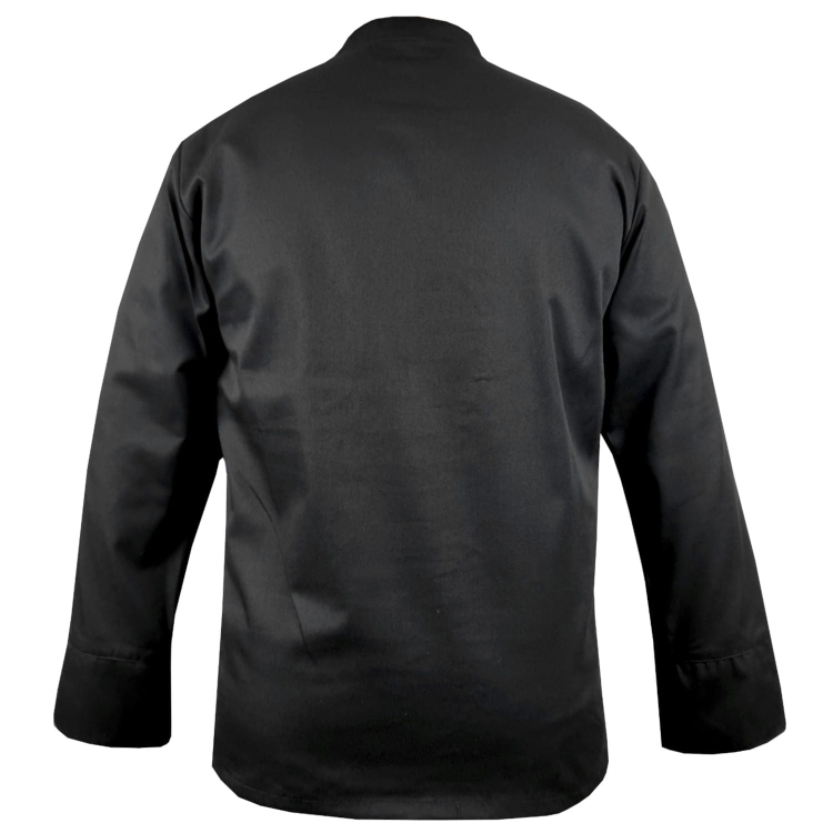 Długi rękaw bluzy kucharskiej w kolorze czarnym