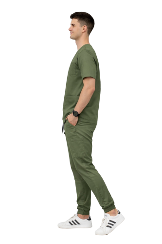 Oliwkowy komplet medyczny Cherokee Stretch dla mężczyzn.png