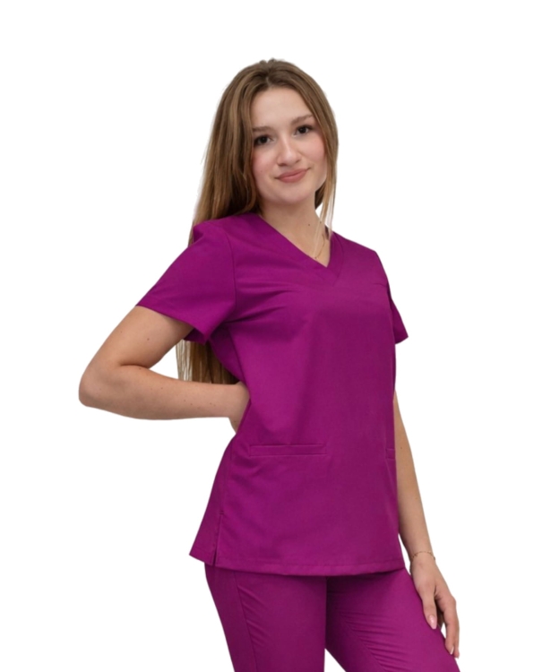 Bluza medyczna damska purpurowa BASIC PREMIUM